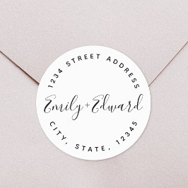Adesivo Redondo Endereço Circular de Casamento de Nomes de Casais