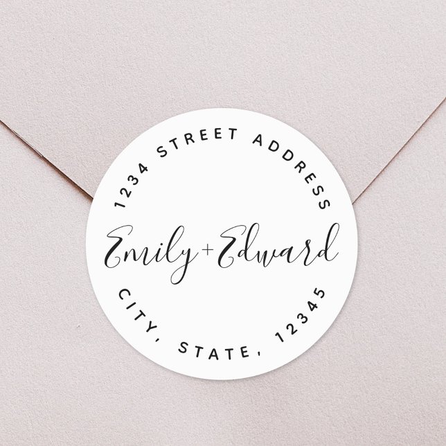 Adesivo Redondo Endereço Circular de Casamento de Nomes de Casais  (Criador carregado)