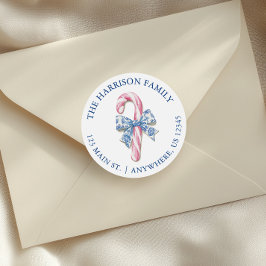 Adesivo Redondo Endereço de Caneta de Doces de Toile Blue Pink Chi