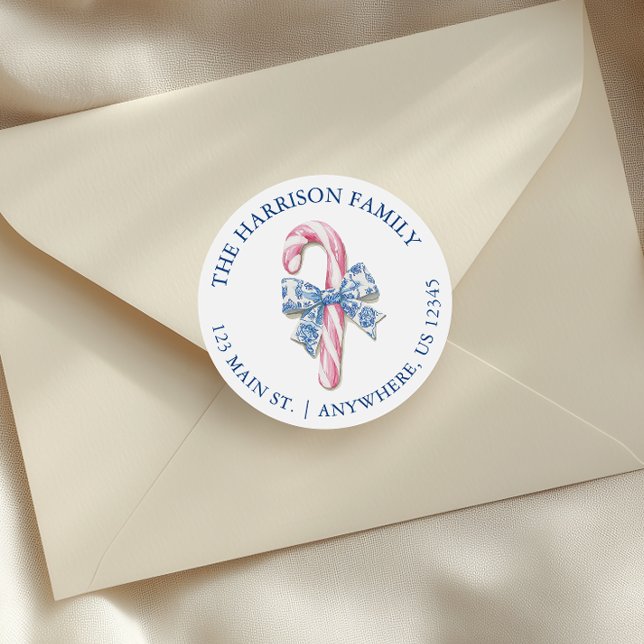 Adesivo Redondo Endereço de Caneta de Doces de Toile Blue Pink Chi (Criador carregado)