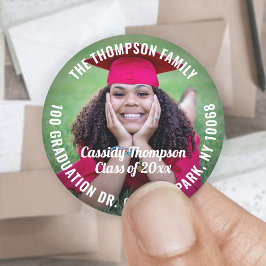 Adesivo Redondo Endereço de Devolução, Ano de Classe e Graduação d