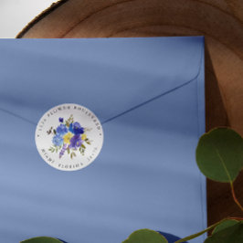 Adesivo Redondo Endereço de devolução botânica do Buquê amarelo e 