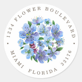 Adesivo Redondo Endereço de devolução botânica do Buquê Cherry Blo