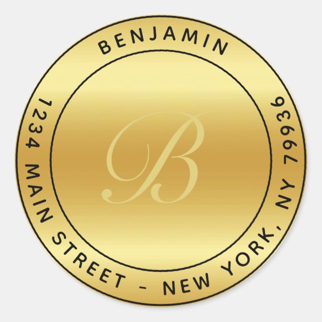 Adesivo Redondo Endereço de devolução circular monograma legante D (Frente)