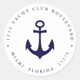 Adesivo Redondo Endereço de devolução costeira YACHT ANCHOR do MAR