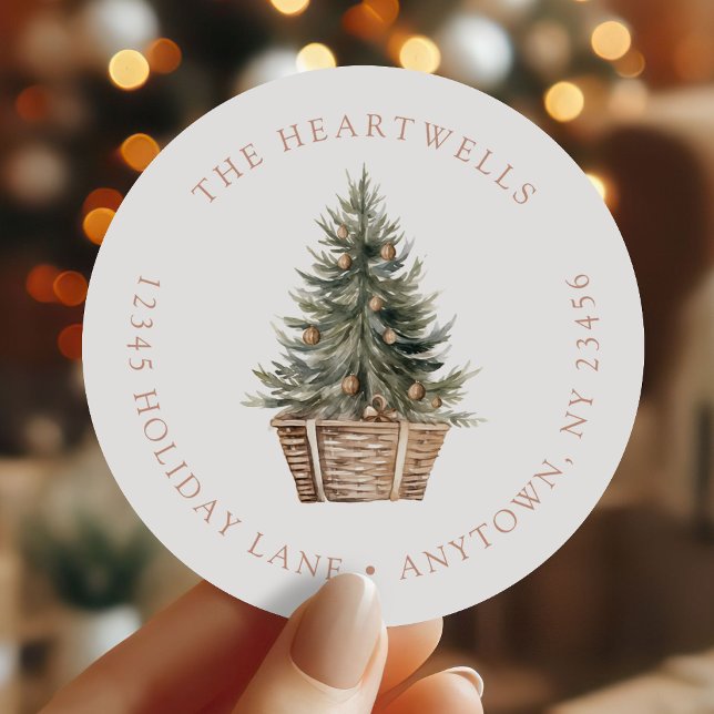 Adesivo Redondo Endereço de devolução da árvore de natal da Waterc (Criador carregado)