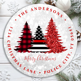 Adesivo Redondo Endereço de devolução da árvore de Natal do Bombei