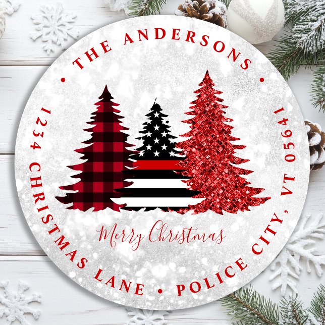 Adesivo Redondo Endereço de devolução da árvore de Natal do Bombei (Criador carregado)