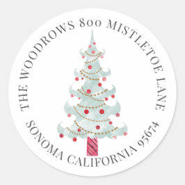 Adesivo Redondo Endereço de devolução da árvore natalícia