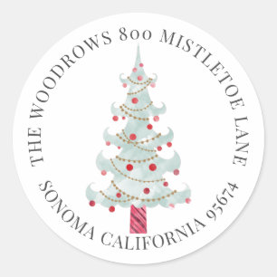 Adesivo Redondo Endereço de devolução da árvore natalícia