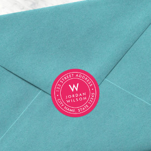 Adesivo Redondo Endereço de devolução da borda do Monograma de