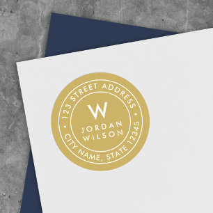 Adesivo Redondo Endereço de devolução da borda do Monograma de 