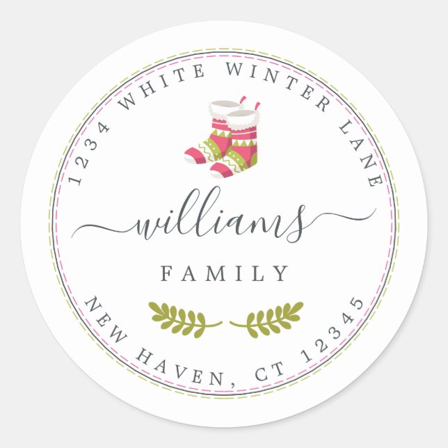 Adesivo Redondo Endereço de devolução da família natalícia persona (Frente)