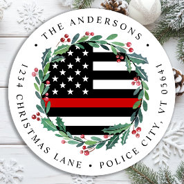 Adesivo Redondo Endereço de Devolução da Linha Vermelha fina do Bo