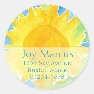 Adesivo Redondo Endereço de devolução da pintura de cor d'água sun