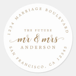 Adesivo Redondo Endereço de devolução da Sra. Dourada Script