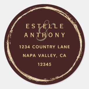 Adesivo Redondo Endereço de Devolução de Ampersand Dourado Russ