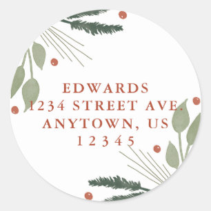 Adesivo Redondo Endereço de Devolução de Aquarela de Feriado