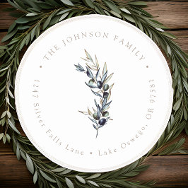 Adesivo Redondo Endereço de Devolução de Branch Olive Branch