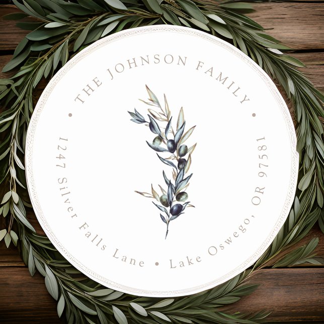 Adesivo Redondo Endereço de Devolução de Branch Olive Branch (Criador carregado)