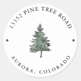 Adesivo Redondo Endereço de Devolução de Casamento de Árvore de Pi
