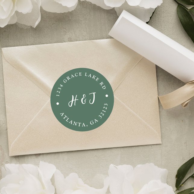 Adesivo Redondo Endereço de Devolução de Casamento Elegante Modern (Simple Modern Elegant Wedding Return Address Classic Round Sticker)