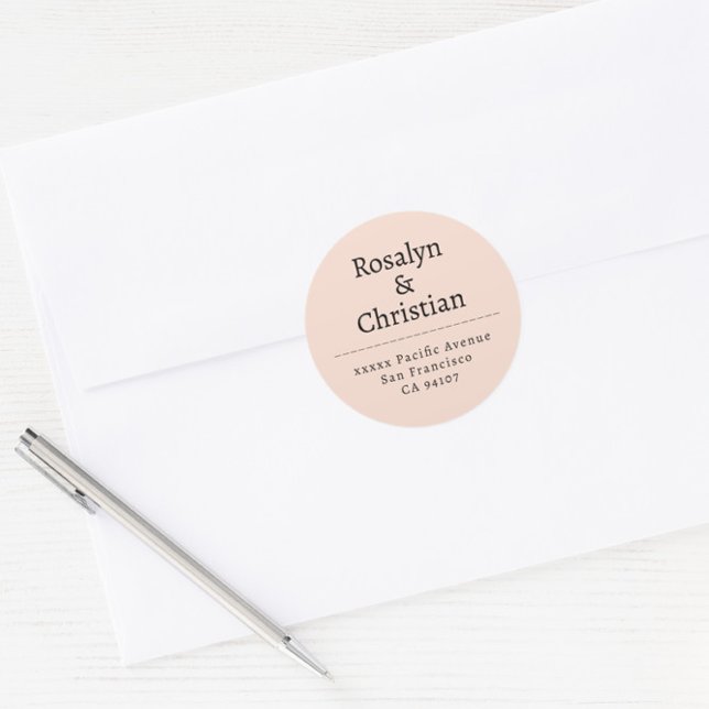 Adesivo Redondo Endereço de devolução de casamento herbáceo neutro (Criador carregado)