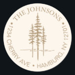 Adesivo Redondo Endereço de Devolução de Casamento Rústico Florest<br><div class="desc">Etiqueta de Endereço de Devolução de Casamento Rústico Floresta de Árvore Moderna Quer você esteja se casando em sua cidade natal ou dizendo "sim" contra o pano de fundo de uma floresta mística, nossa coleção de casamento combina elegantemente elegância e minimalismo para definir o tom do seu dia especial. Opções...</div>