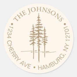 Adesivo Redondo Endereço de Devolução de Casamento Rústico Florest