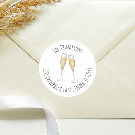 Adesivo Redondo Endereço de devolução de champanhe em aquarela sim