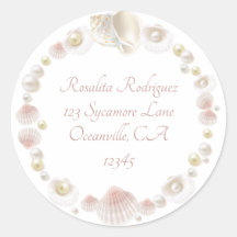 Endereço de devolução de conchas e pérolas bonito