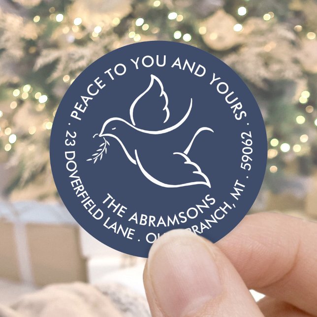 Adesivo Redondo Endereço de devolução de feriado branco do Marinho (Criador carregado)