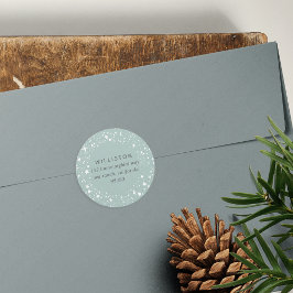 Adesivo Redondo Endereço de devolução de feriado de borda estelar