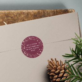 Adesivo Redondo Endereço de devolução de feriado de borda estelar