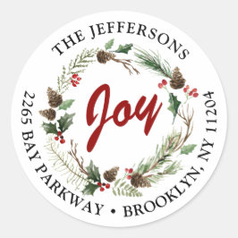 Adesivo Redondo Endereço de devolução de Feriado de Férias de Nata