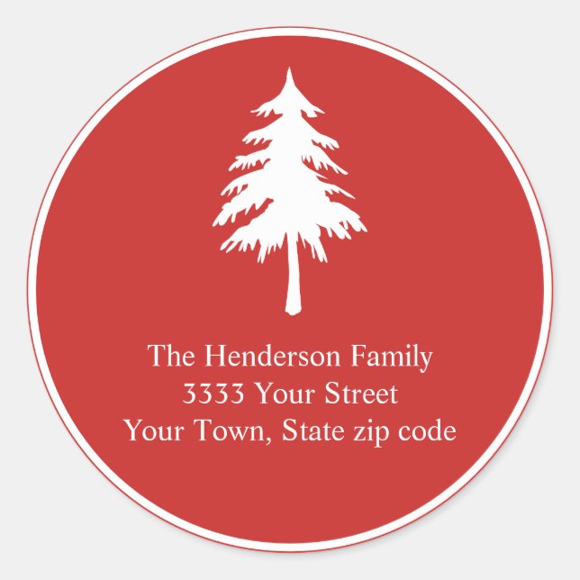 Adesivo Redondo Endereço de devolução de feriado de Natal vermelho (Frente)