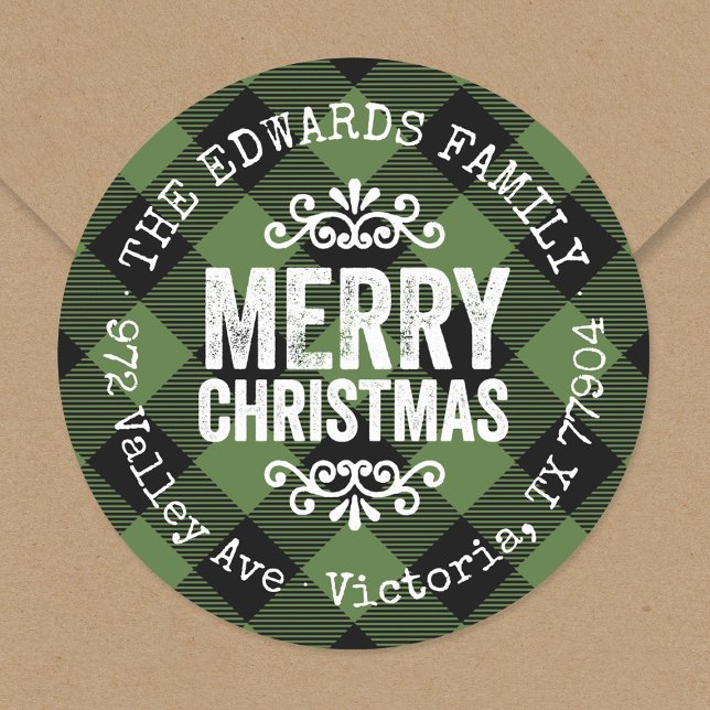 Adesivo Redondo Endereço de devolução de feriado de verificação de (Criador carregado)