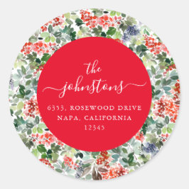 Adesivo Redondo Endereço de Devolução de Feriado do Nome da Famíli