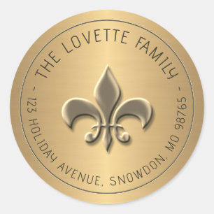 Adesivo Redondo Endereço de devolução de feriado Dourado embutido 