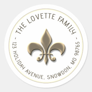 Adesivo Redondo Endereço de devolução de feriado Dourado embutido 