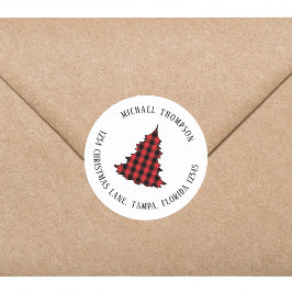 Adesivo Redondo Endereço de devolução de feriado simples da árvore