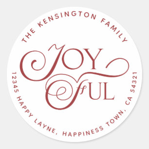 Adesivo Redondo Endereço de devolução de feriado vermelho moderno