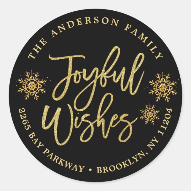 Adesivo Redondo Endereço de Devolução de Férias Preto Alegre Doura (Frente)