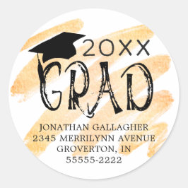 Adesivo Redondo Endereço de Devolução de FORMANDO Preto Laranja de