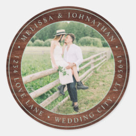 Adesivo Redondo Endereço de devolução de foto de casamento de made
