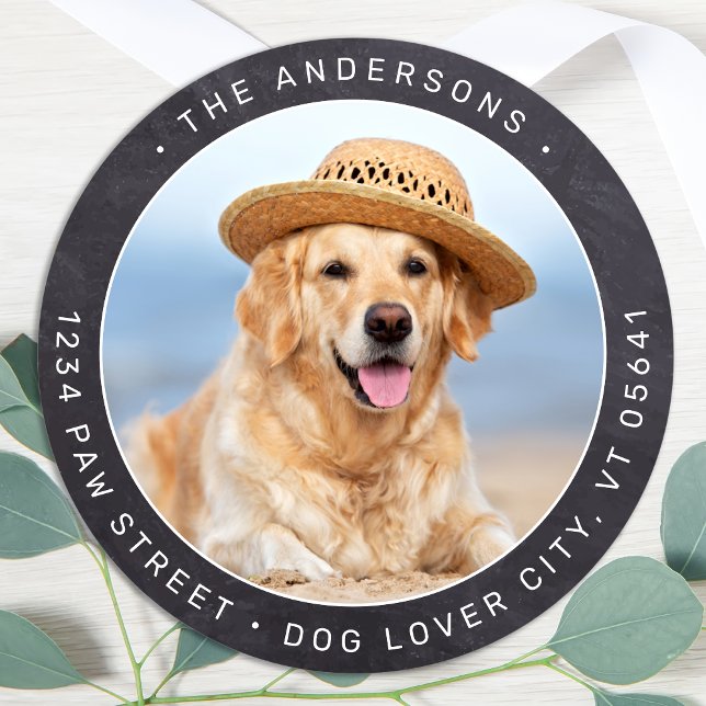 Adesivo Redondo Endereço de devolução de foto do quadro de compara (Criador carregado)