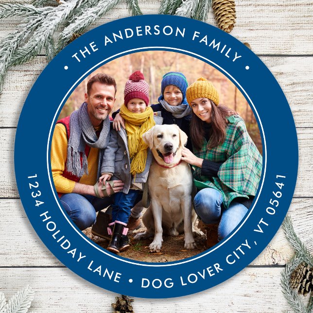 Adesivo Redondo Endereço de devolução de fotos redondas personaliz (Criador carregado)