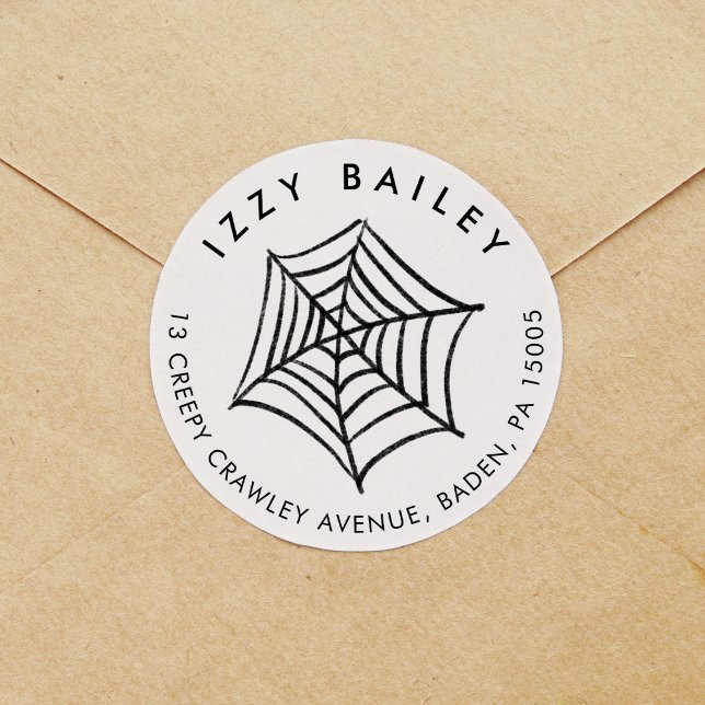 Adesivo Redondo Endereço de Devolução de Halloween do Spider Web I (Spider Web Illustration Halloween Return Address Classic Round Sticker)