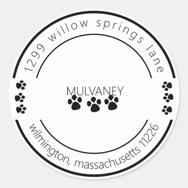 Adesivo Redondo Endereço de devolução de impressão de caminho bran (Frente)