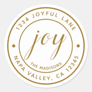 Adesivo Redondo Endereço de Devolução de Joy Round da Elegante 
